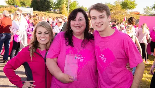 Peggy Herlitzka is the 2019 recipient of the Paula J. Tower Memorial Award. Pictured with Peggy are Paula Tower's children, Kate and Jeff, who presented the award.