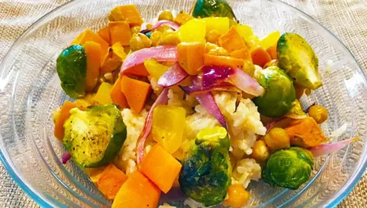 roasted veggies and rice bowl