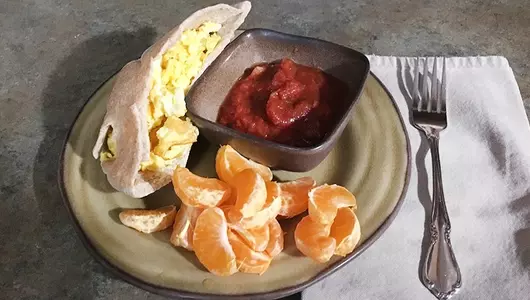 stuffed pita with cheesy scrambled eggs recipe